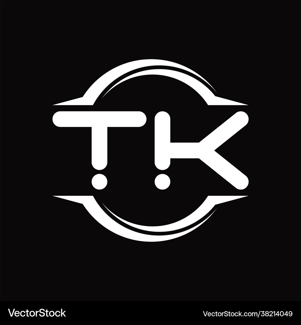 Tk logo monogram with circle rounded slice shape vector image