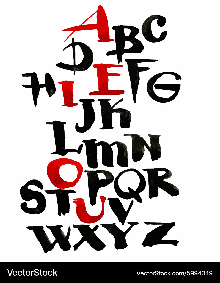 Watercolor hand drawn alphabet Vector Image