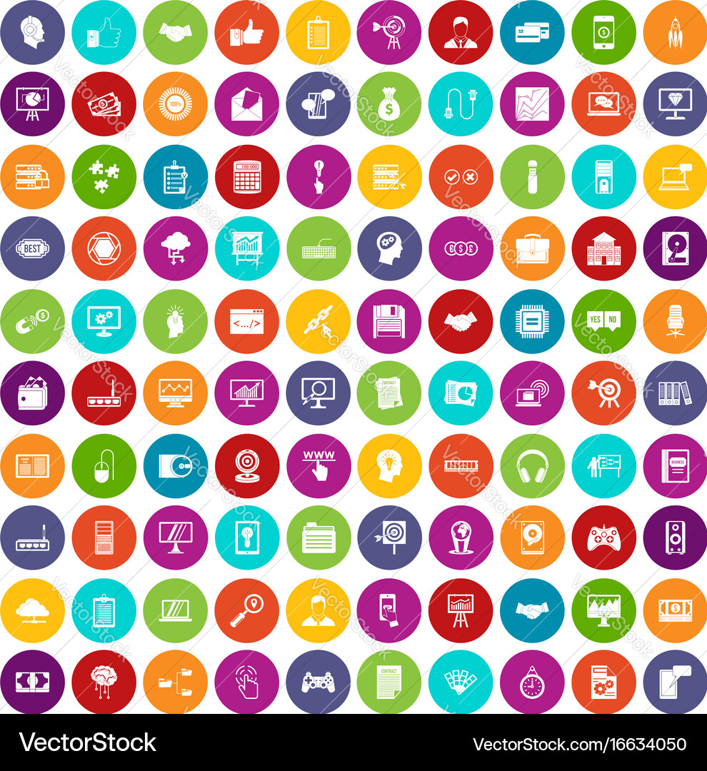 100 web development icons set color vector image