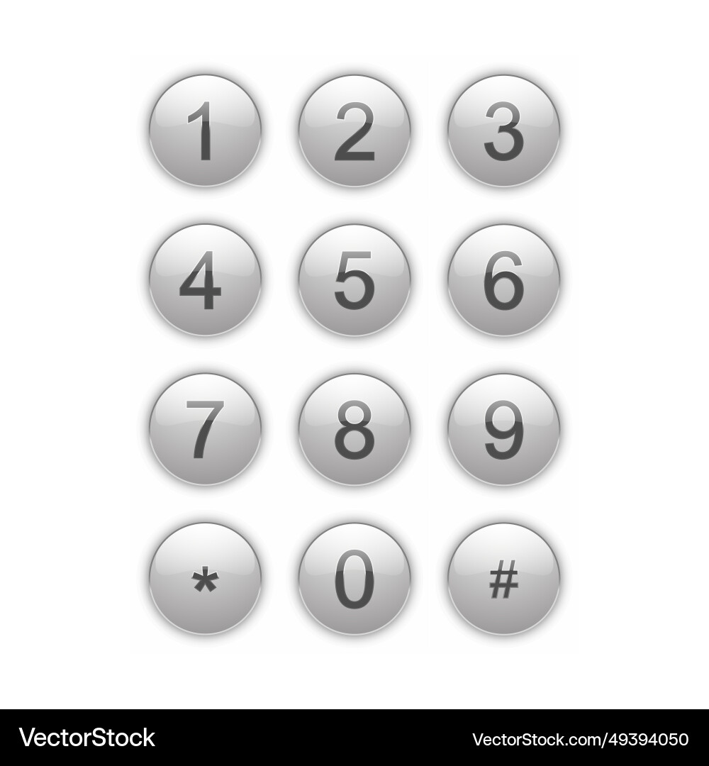 A set of functional control buttons numeric Vector Image