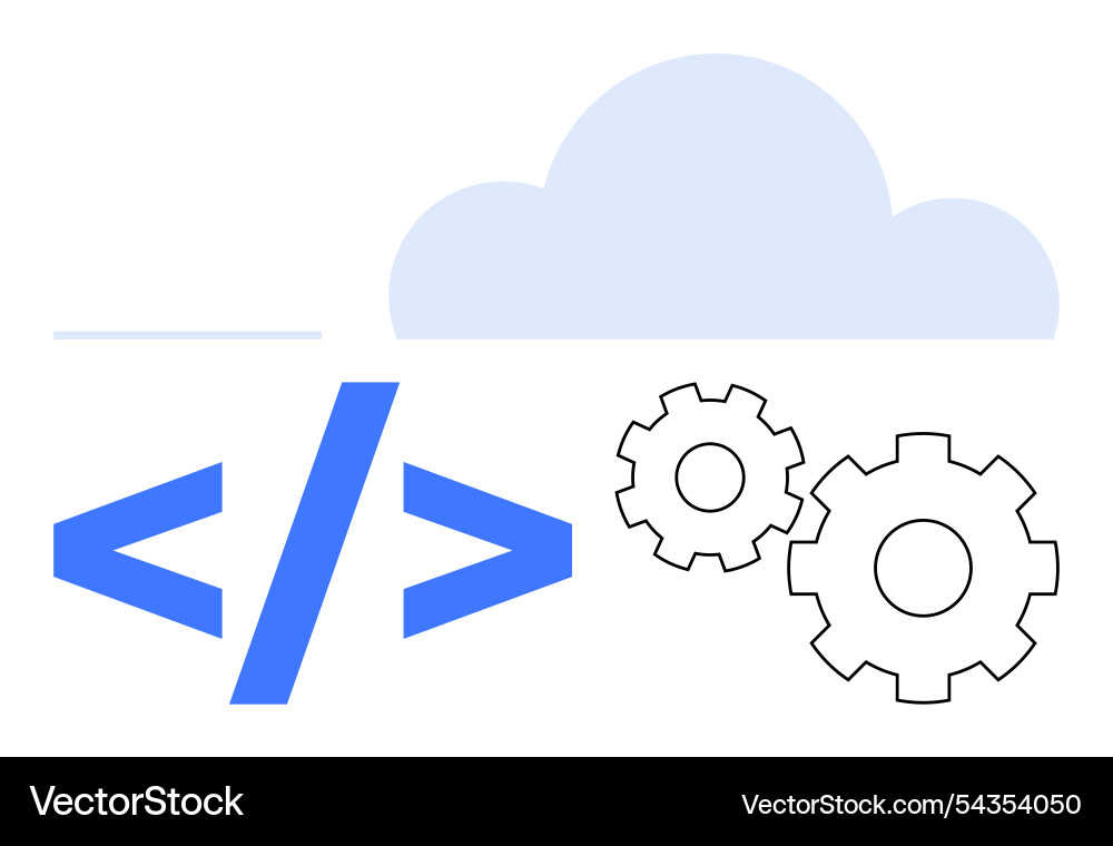 Cloud computing with coding and gear symbols Cloud computing with coding and gear symbols Vector Image