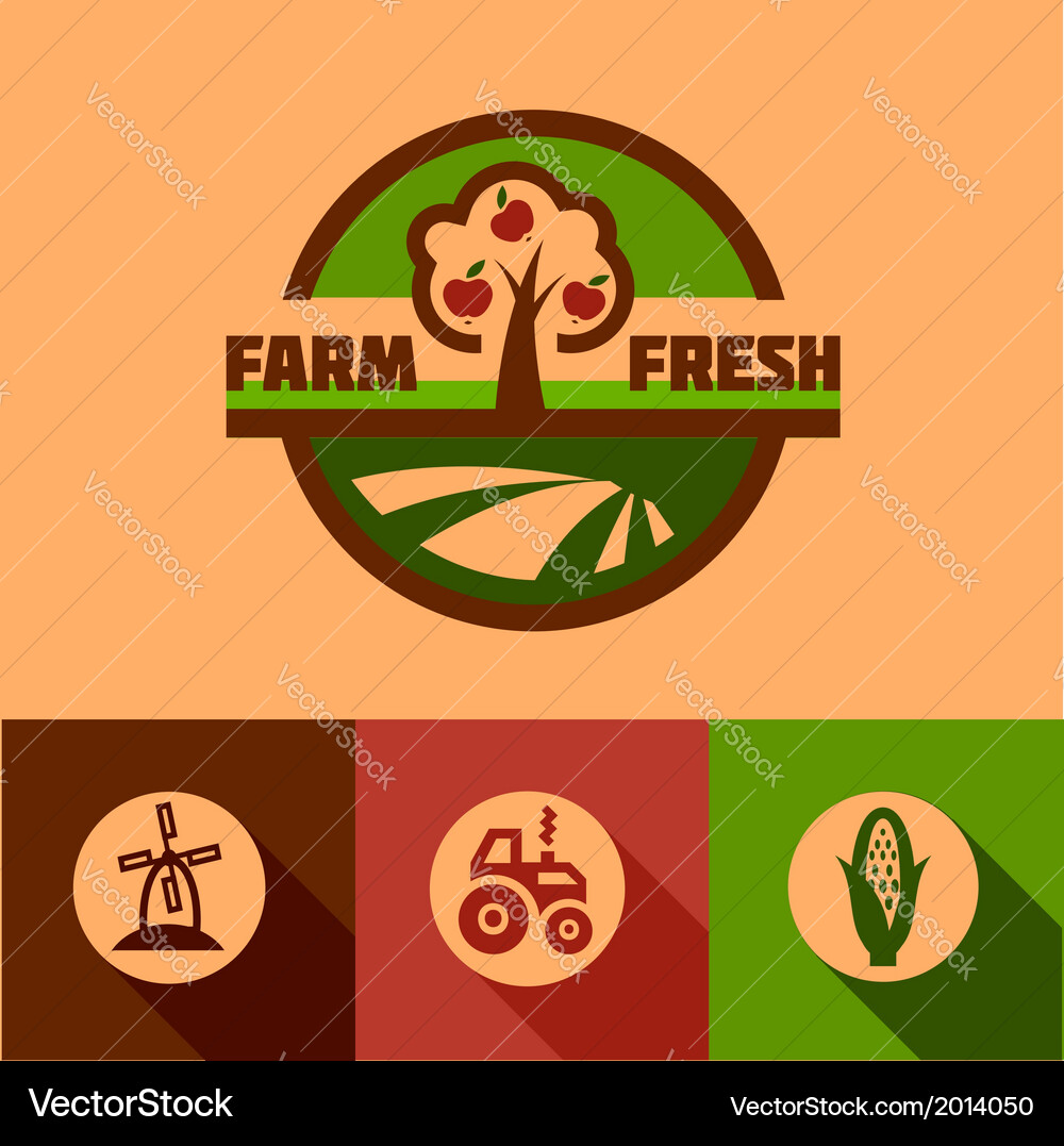 Flat farm emblems Royalty Free Vector Image - VectorStock
