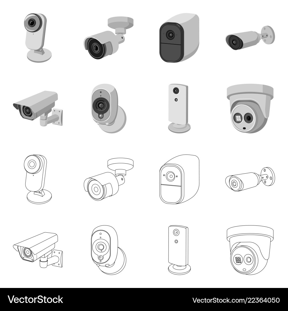 Isolated object of cctv and camera symbol set Vector Image