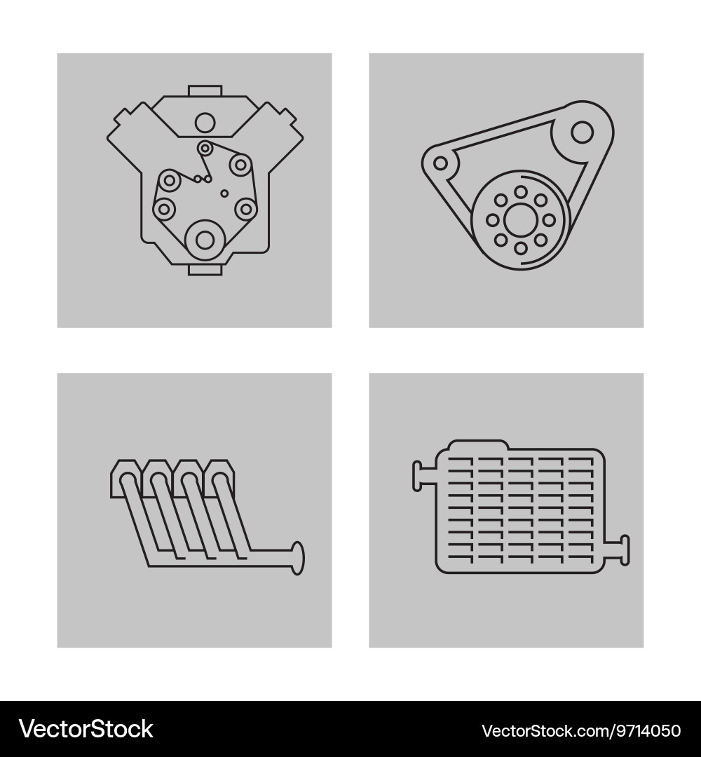 Machine icon set over frames auto part design vector image