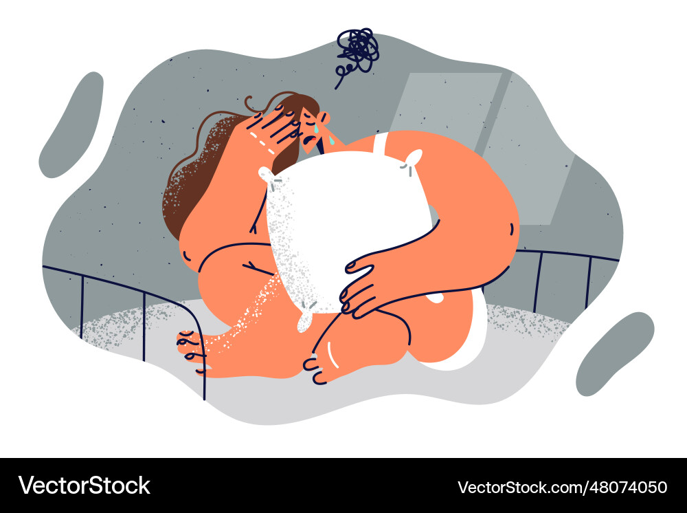 Nightmare frightened young woman crying Nightmare frightened young woman crying vector image