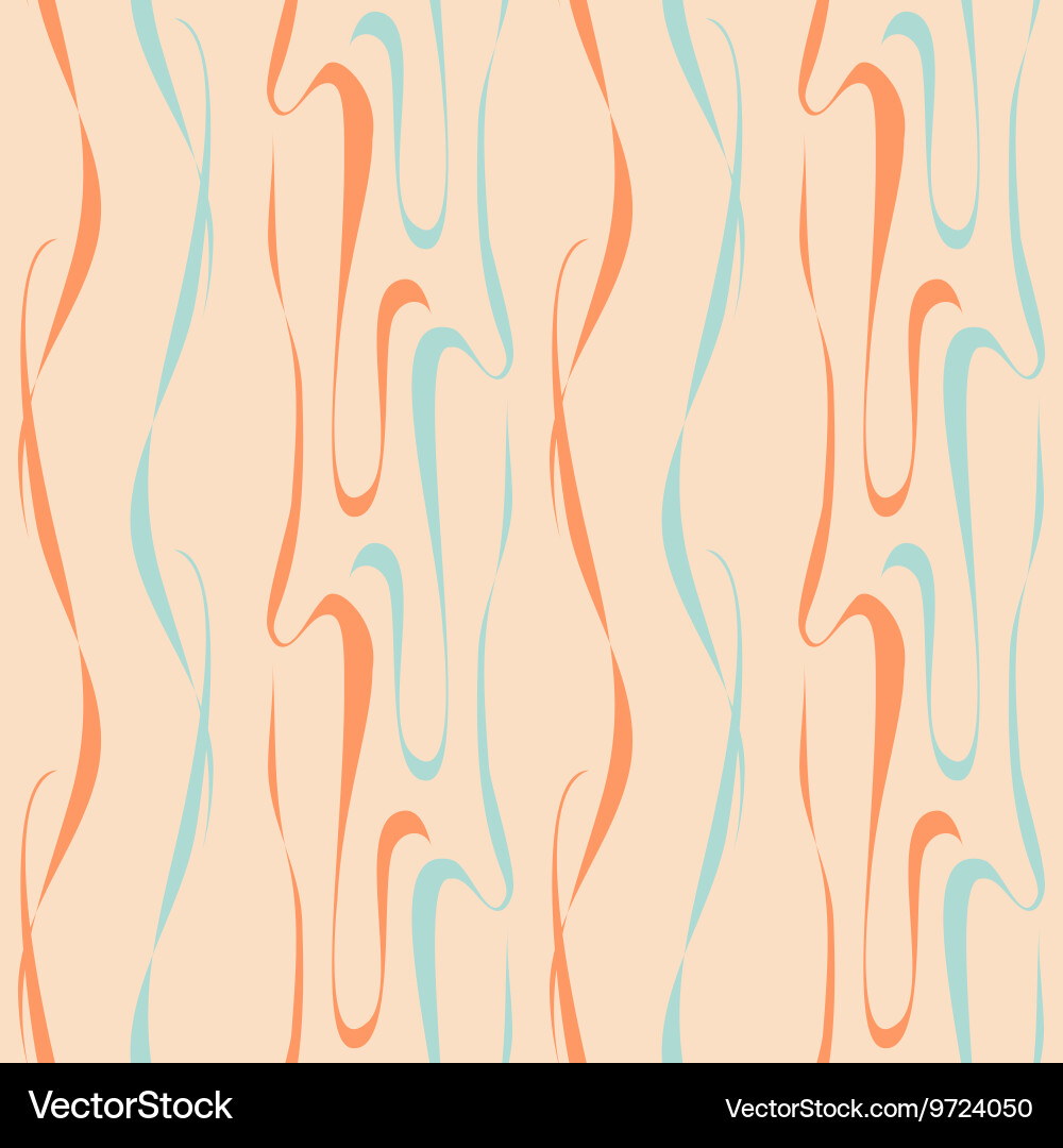 Peach pattern with waves and curls Vector Image