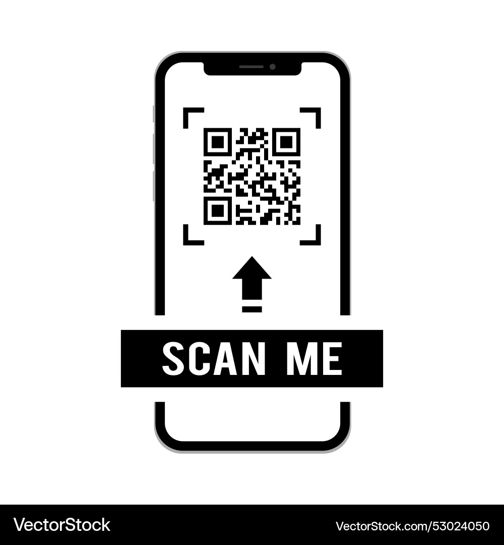 Qr code scan button with smartphone Qr code scan button with smartphone vector image