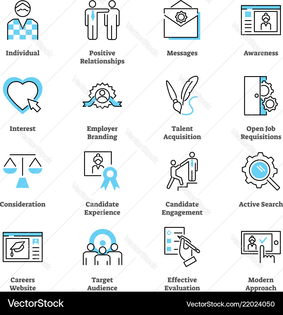 Recruitment marketing icon collection set Vector Image