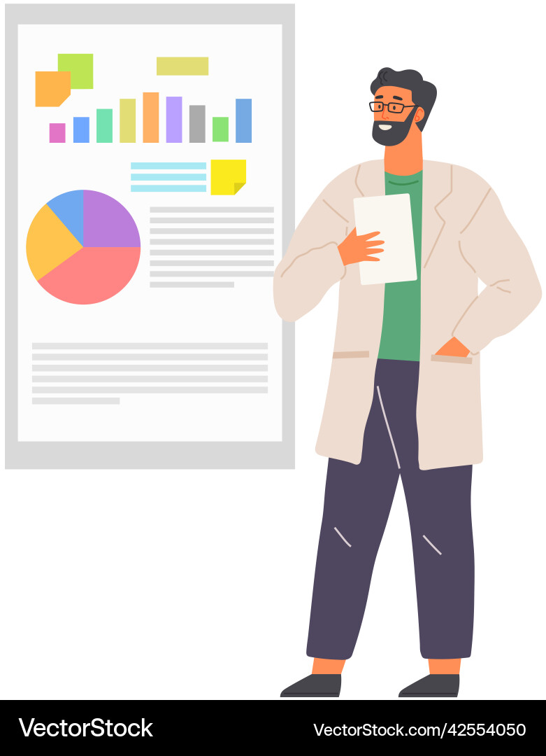 Scientist works with data analytics and research Scientist works with data analytics and research vector image