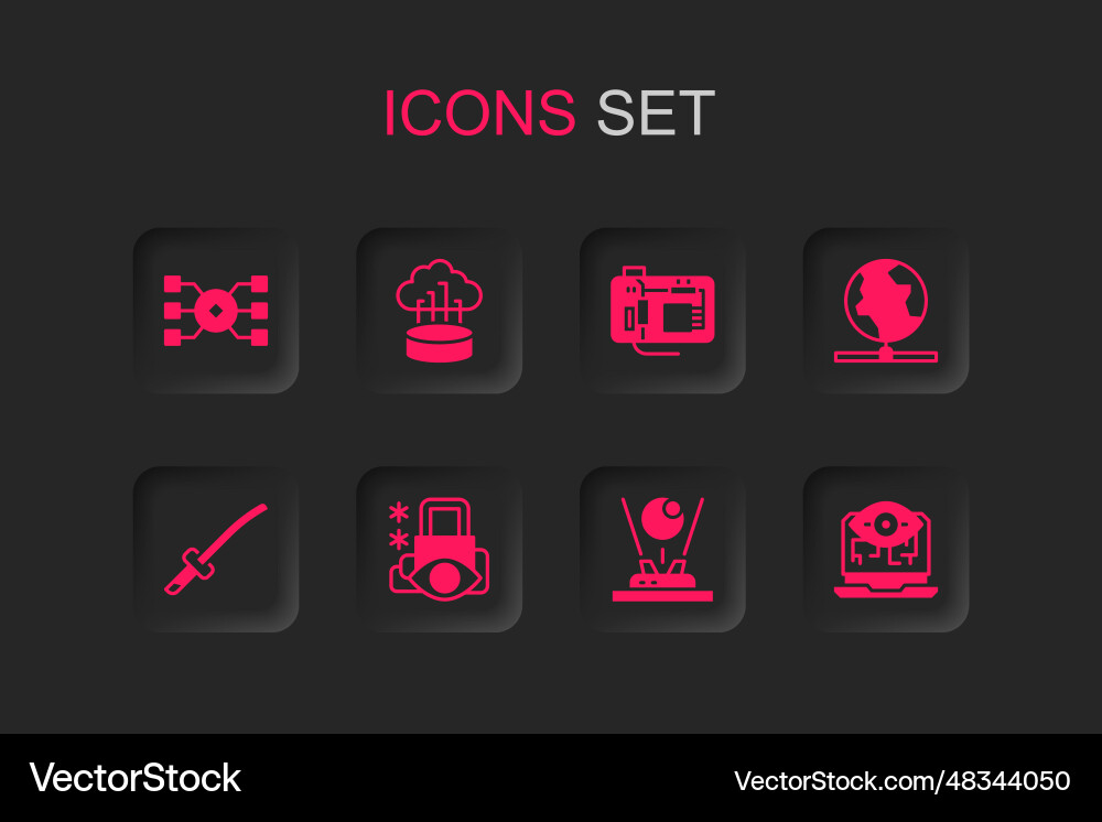 Set cyber security network cloud connection Set cyber security network cloud connection vector image