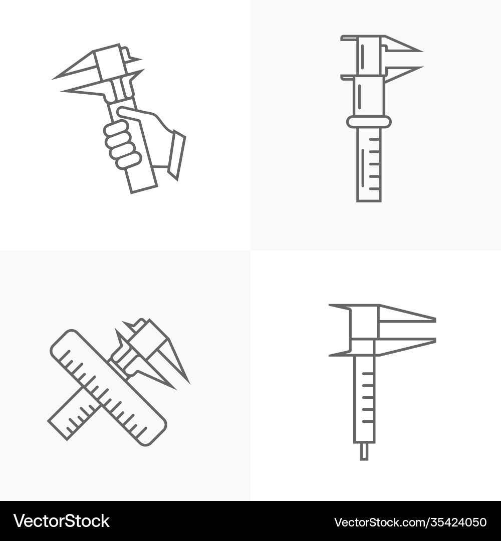 Set ruler tools icon engineering simple Vector Image