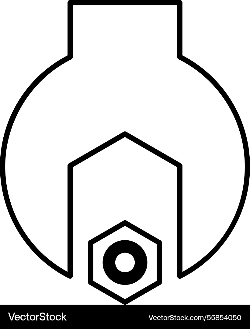 Wrench with a object inside of it for tool Wrench with a object inside of it for tool Vector Image