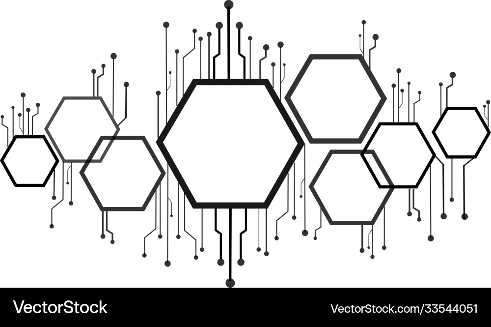 Abstract bee hive hexagon and technology line Abstract bee hive hexagon and technology line vector image