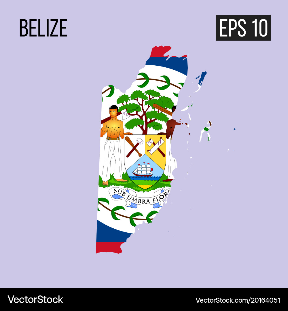 Belize map border with flag eps10 Vector Image