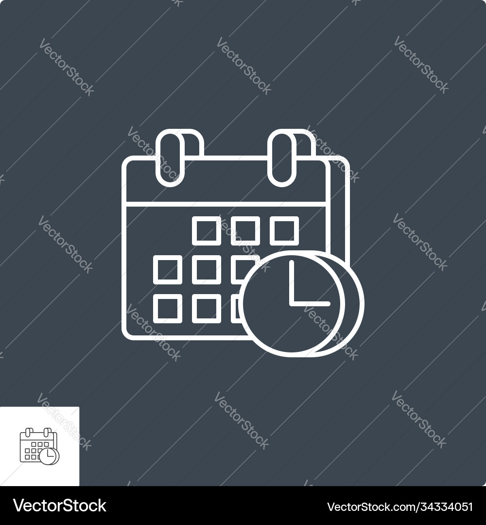 Calendar with clock related line icon Calendar with clock related line icon vector image