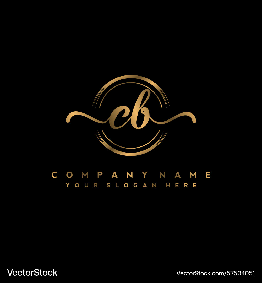 Cb initial handwriting logo with circular wave Cb initial handwriting logo with circular wave Vector Image