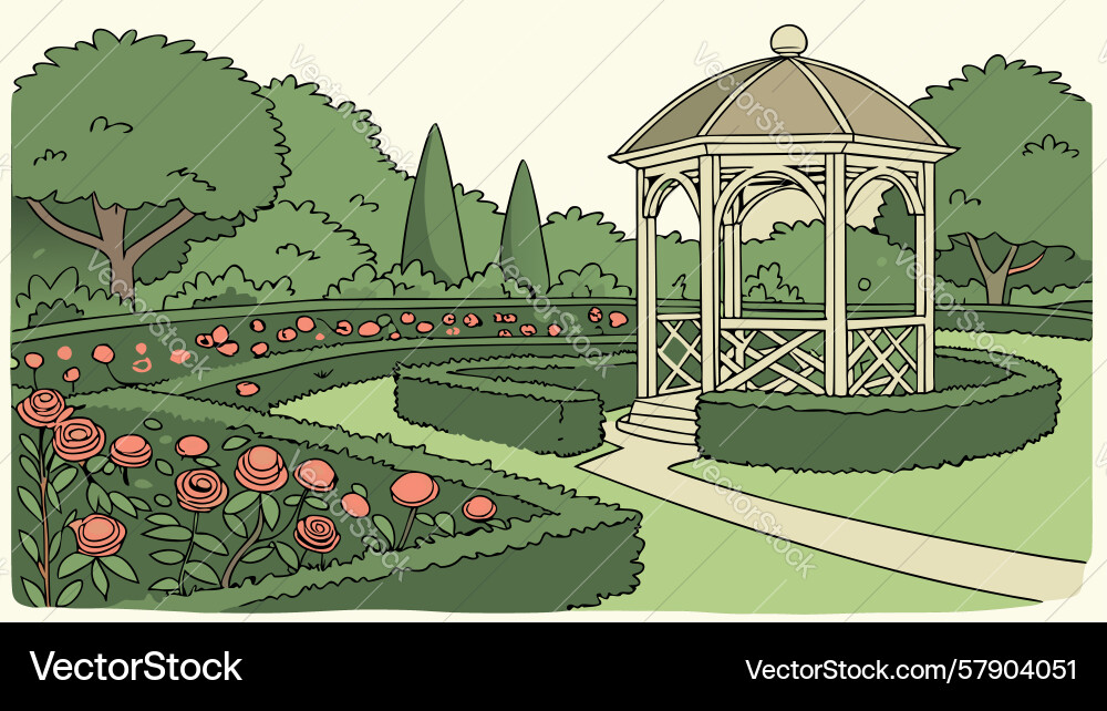 Charming garden path to gazebo design generative Vector Image