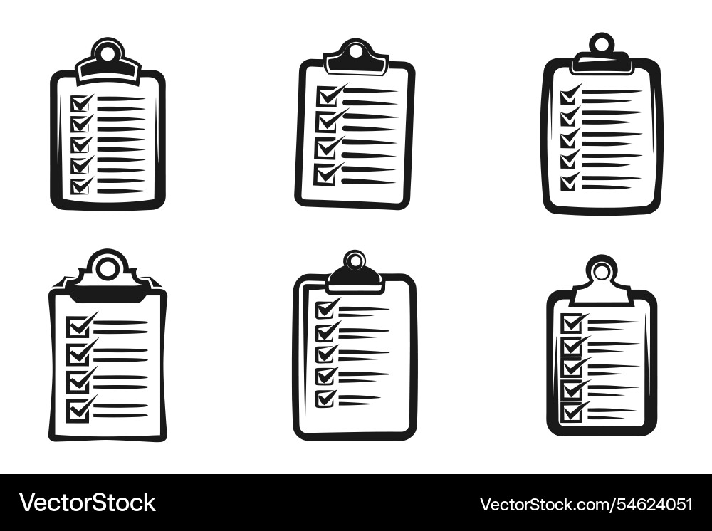 Checklist and clipboard task icon set Checklist and clipboard task icon set Vector Image