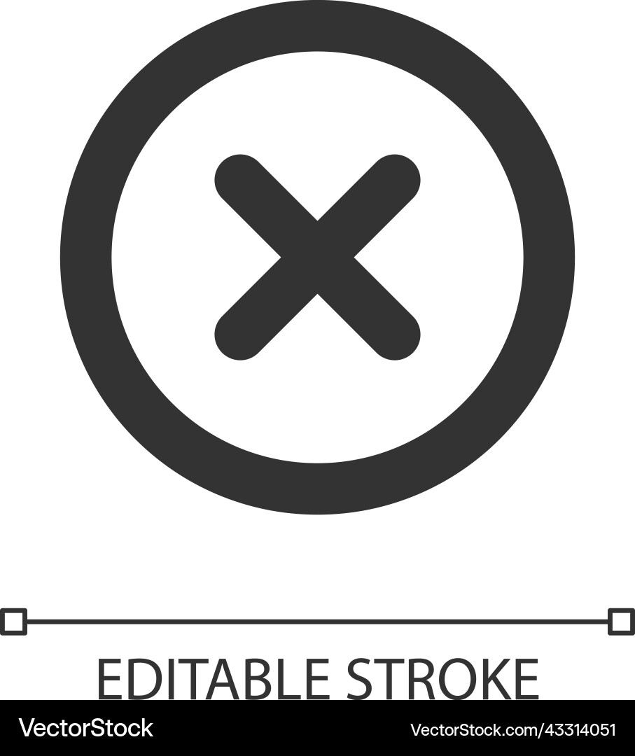 Delete button pixel perfect linear ui icon Delete button pixel perfect linear ui icon vector image