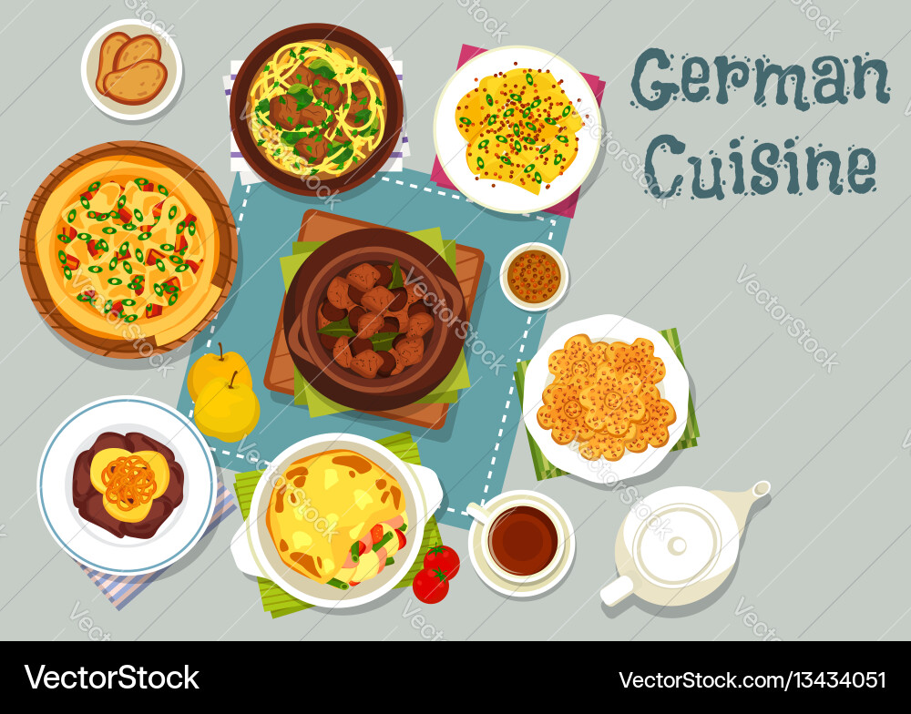 Deutsche Küche Fleischgerichte Ikone für Abendessen Design Deutsche Küche Fleischgerichte Ikone für Abendessen Design vektorbild