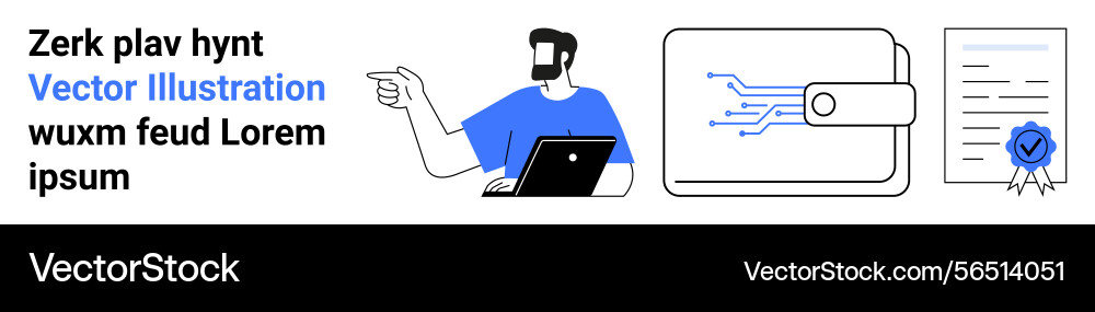 Digital document verification with secure wallet vector image