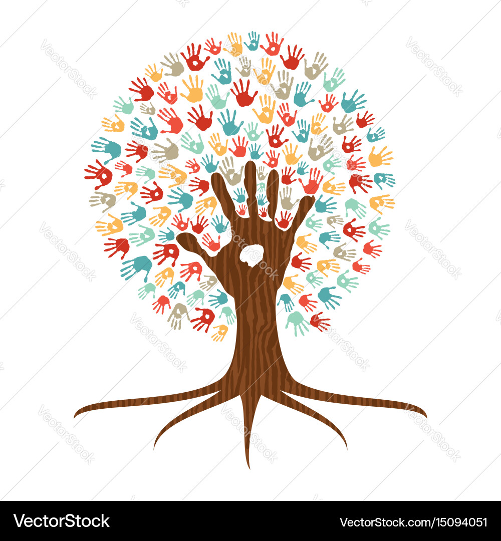 Diverse Hands Tree of Unity Vector Image