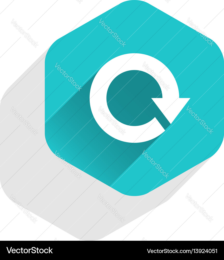 Flat arrow sign reload icon hexagon button Flat arrow sign reload icon hexagon button vector image