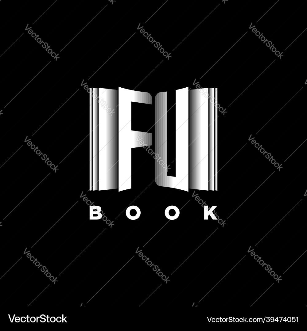 Fu monogram book shape style Vector Image