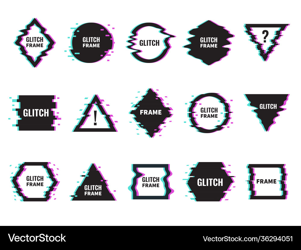 Glitch frames distorted graphics with abstract Glitch frames distorted graphics with abstract vector image