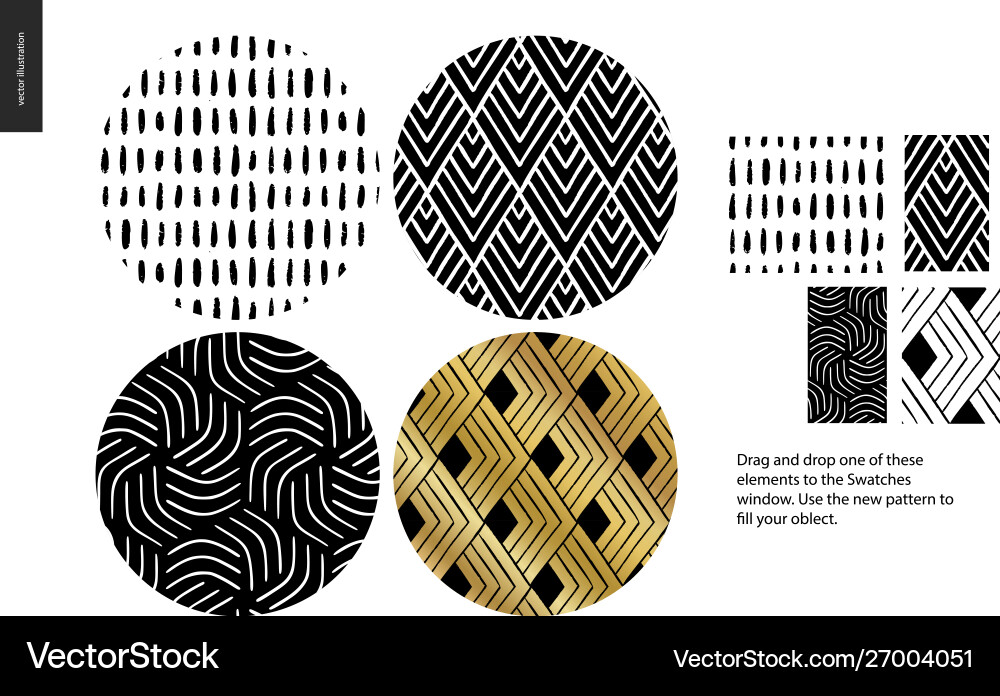 Hand drawn patterns - rounded Vector Image