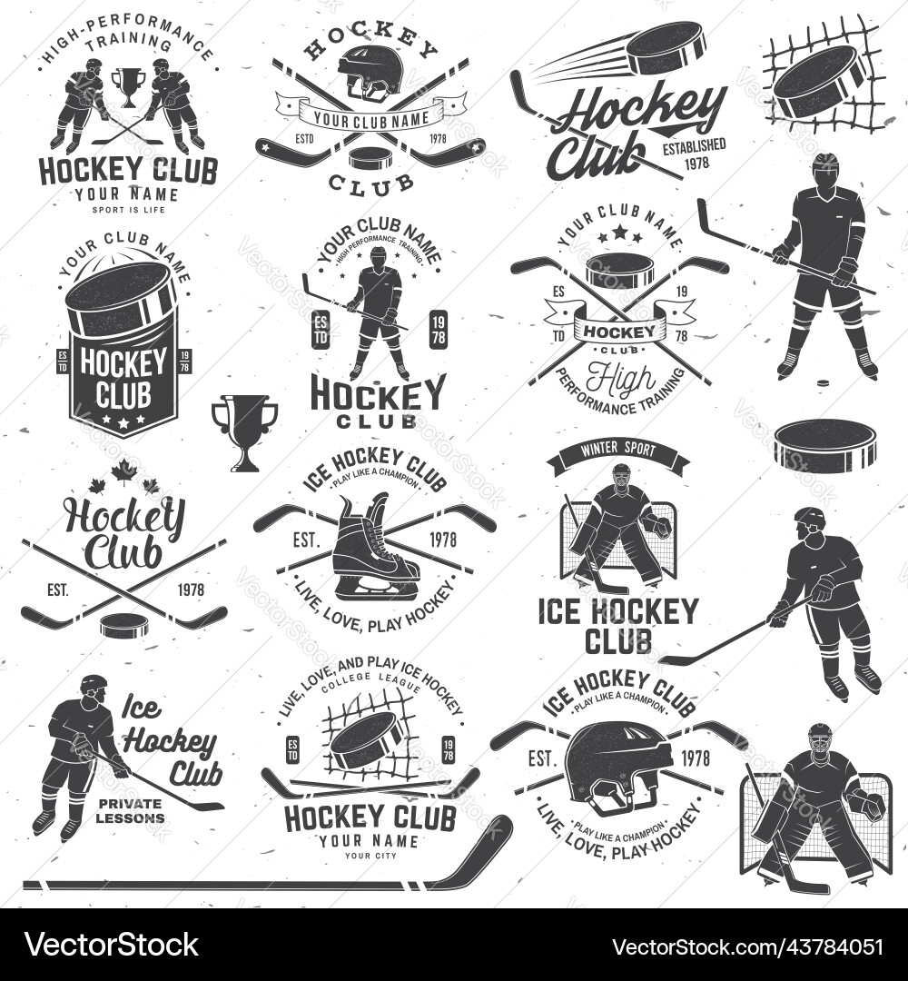 Ice Hockey Club Badge - Vintage Concept Vector Image