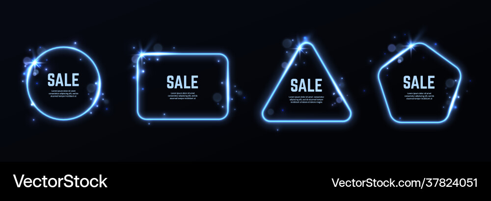 Light effect frames glowing different shapes vector image