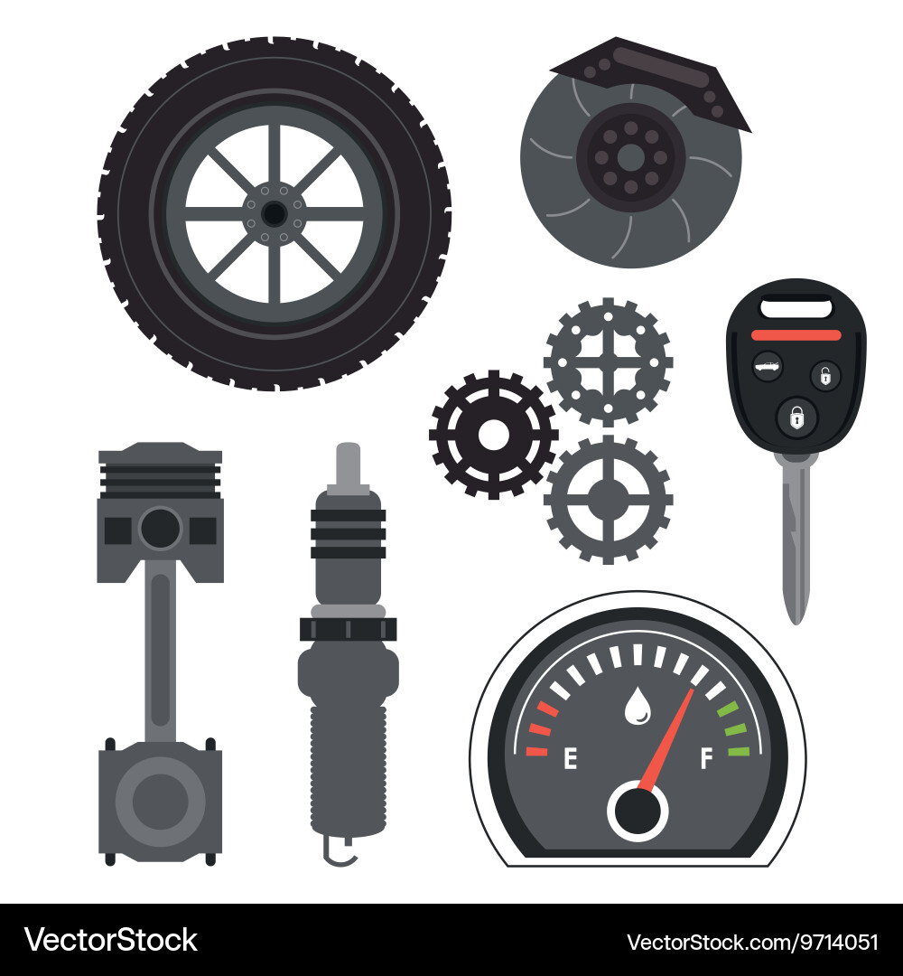 Machine icon set auto part design graphic Vector Image