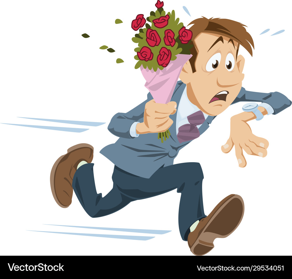 Man Running with Flowers Vector Image