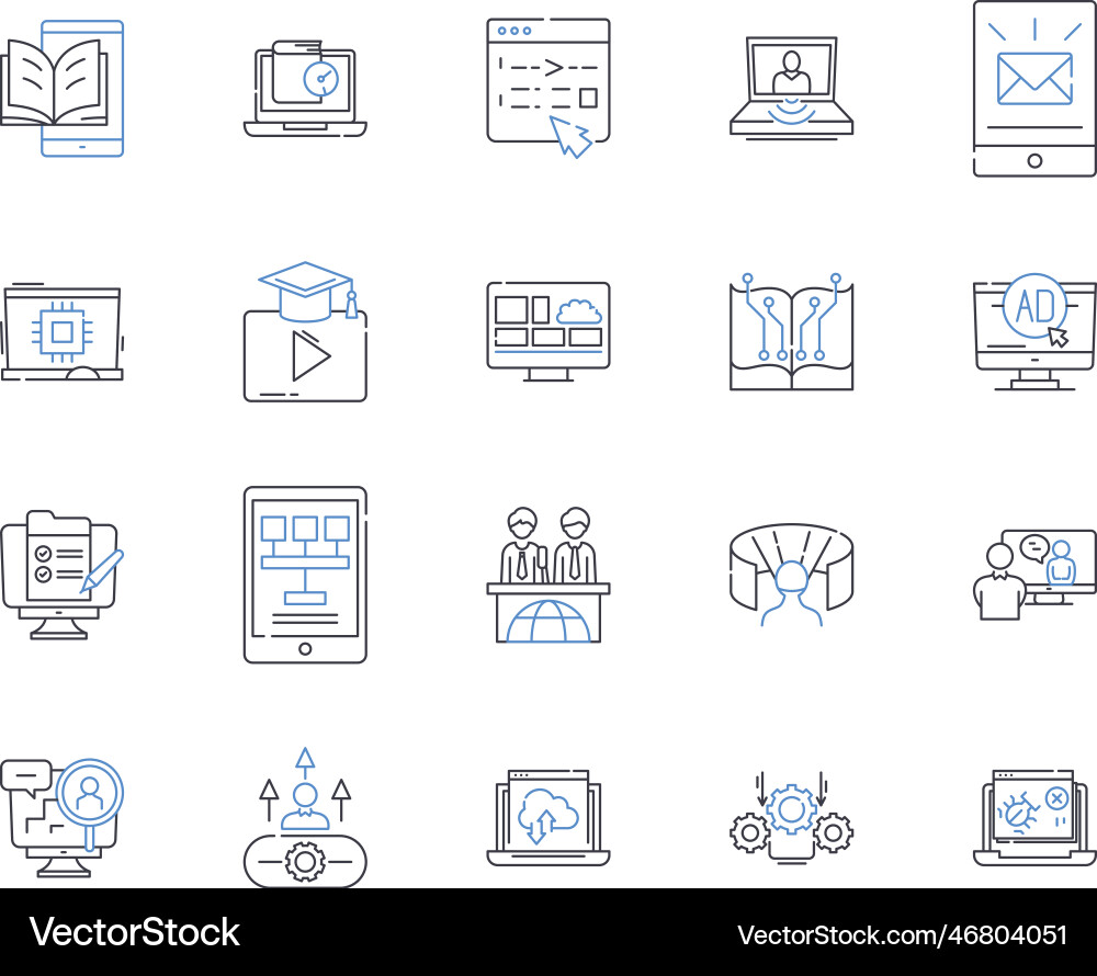 Modem line icons collection connection transmit Modem line icons collection connection transmit vector image