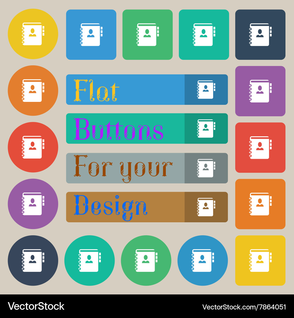 Notebook address phone book icon sign set vector image