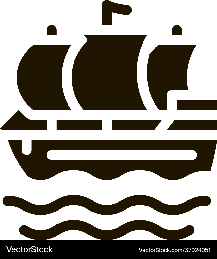 Piraten Segelboot-Symbol glyph Piraten Segelboot-Symbol glyph vektorbild