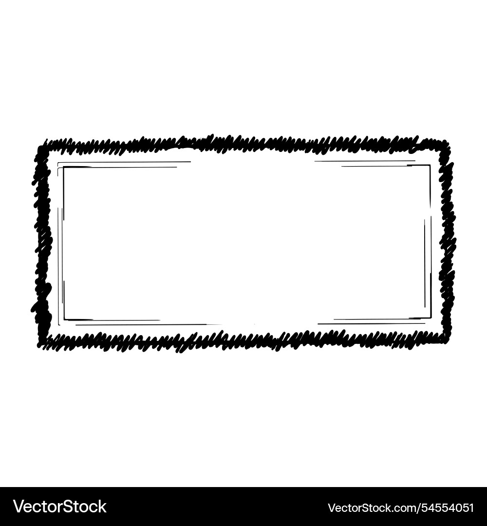 Rectangle with a double frame made up of rough vector image