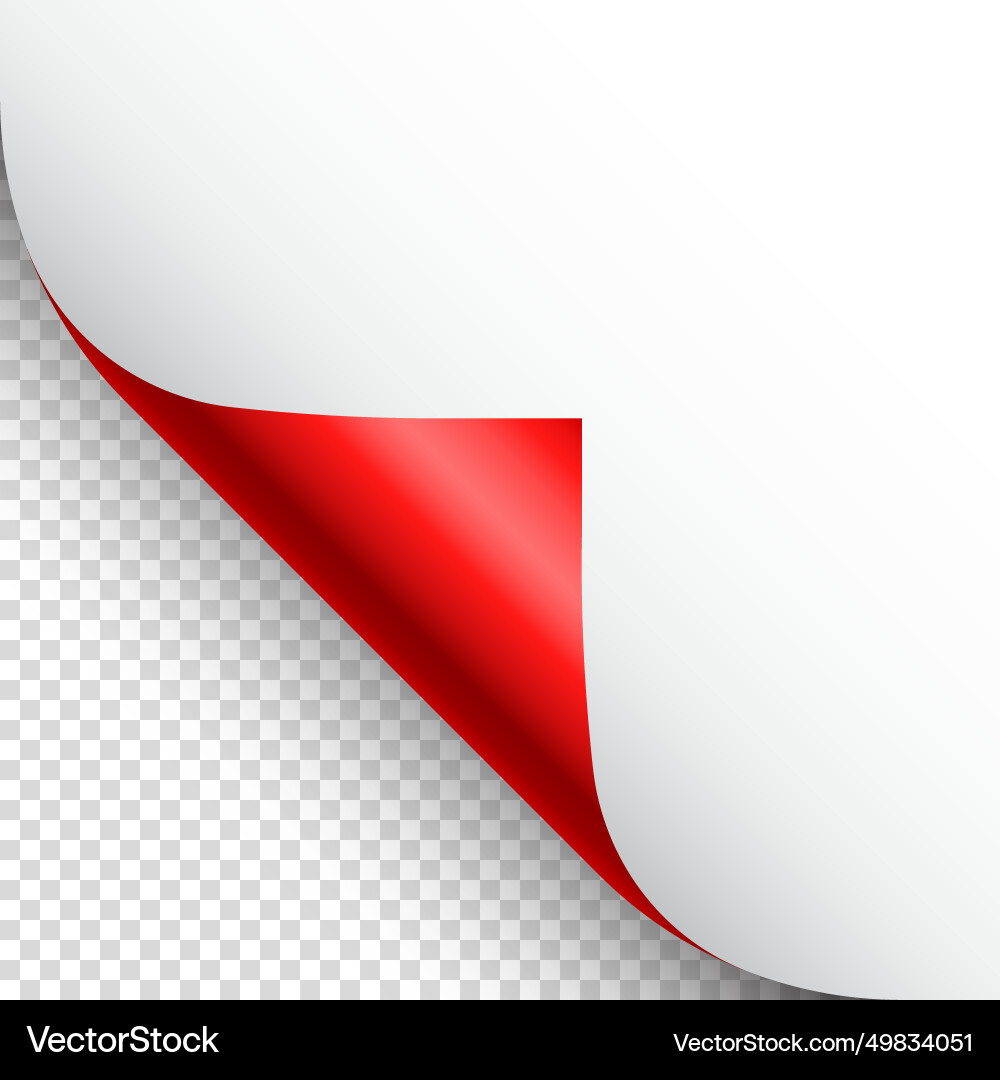 Red paper curl curled page corner with shadow Red paper curl curled page corner with shadow vector image