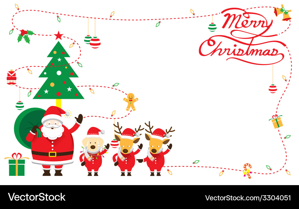 Santa Claus with Dog and Reindeer Vector Image