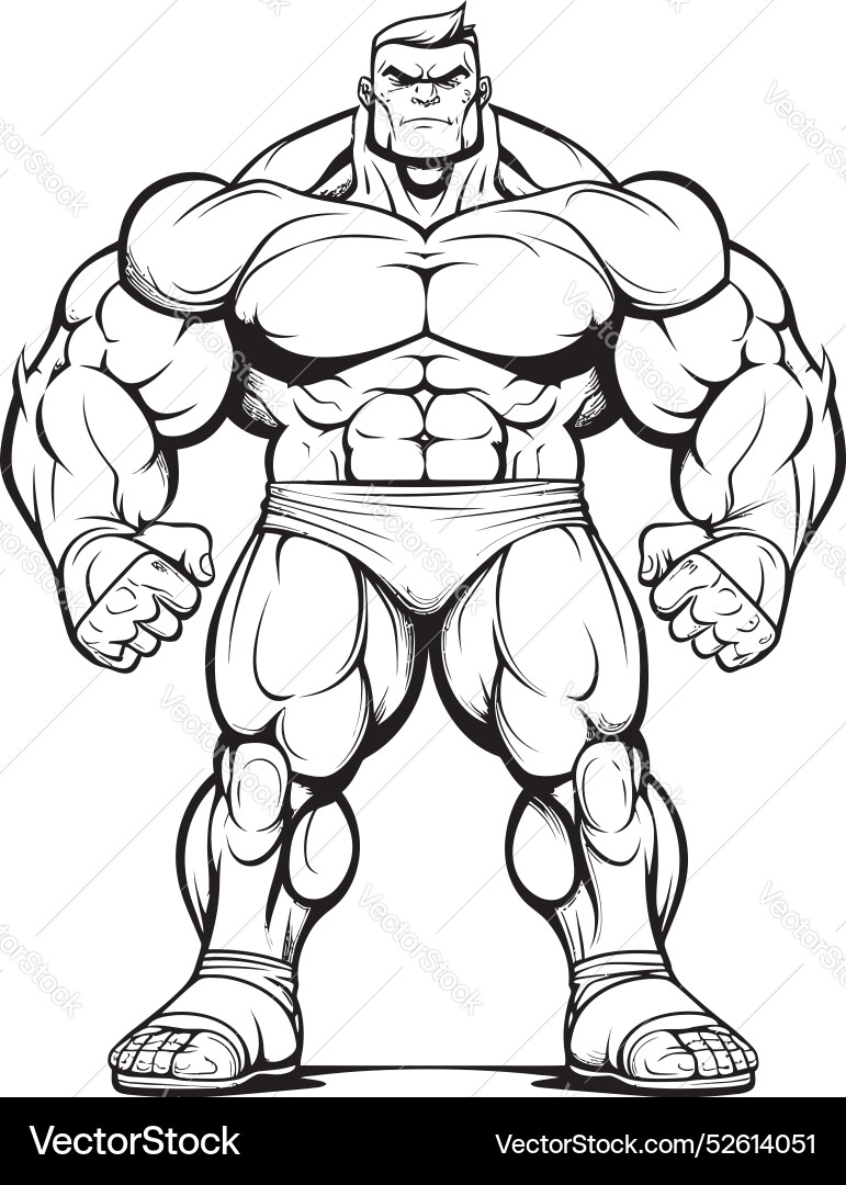 Shadowy colossus a bodybuilder caricature Vector Image