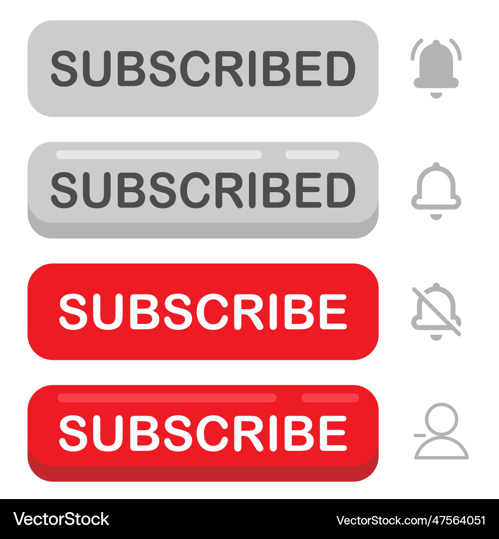 Subscribe button with bell icons Subscribe button with bell icons vector image