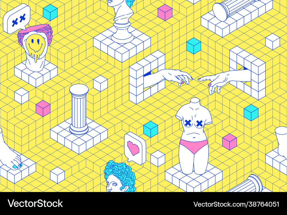Surreal seamless pattern with stairs steps Surreal seamless pattern with stairs steps vector image