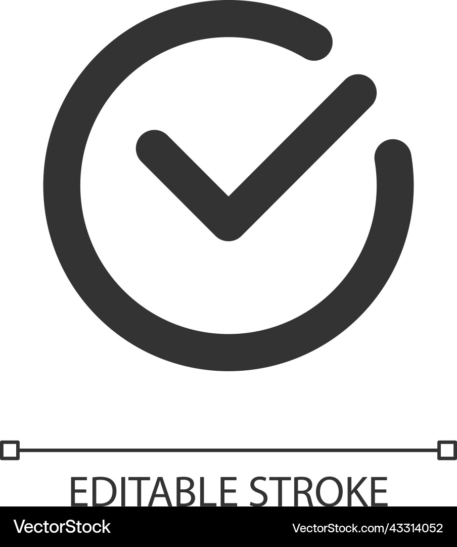 Accept button pixel perfect linear ui icon vector image