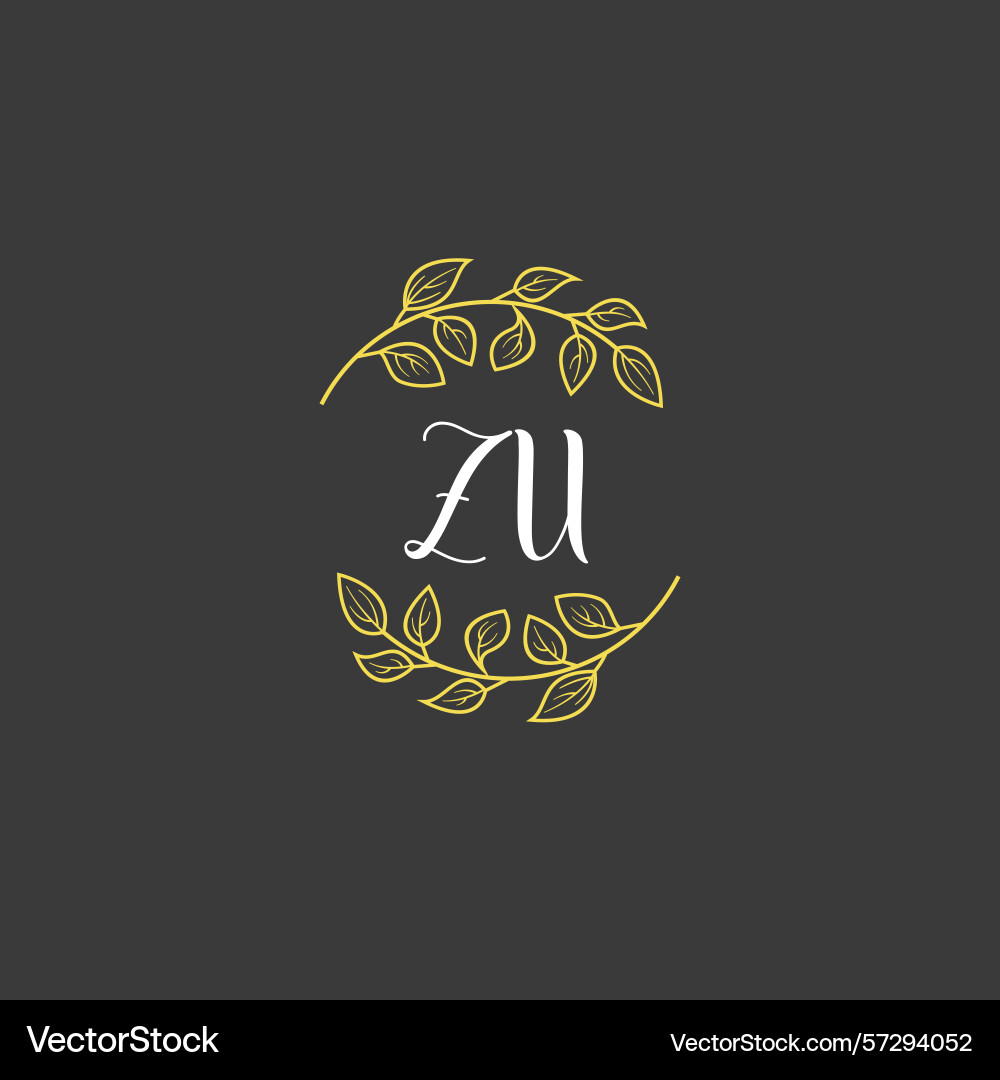 Botanical monogram logos with initial zu Vector Image