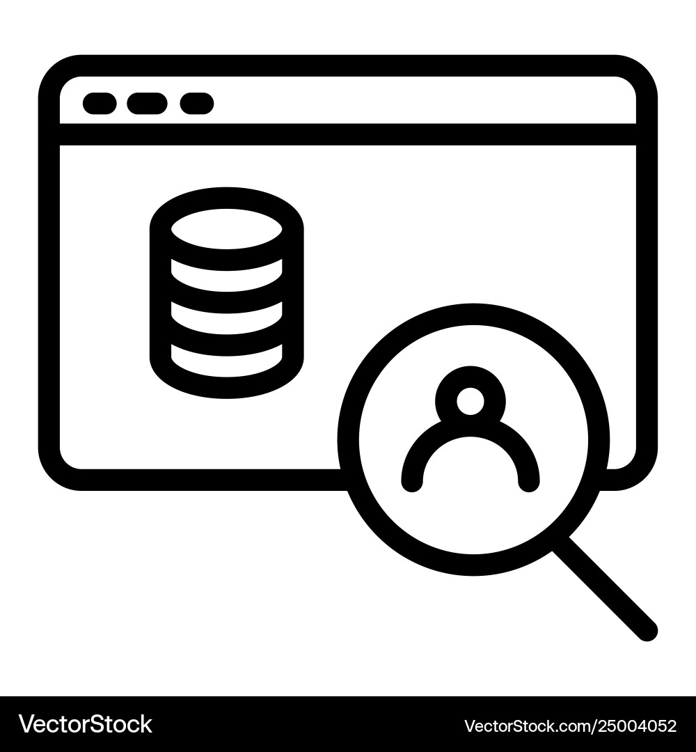 Browser coins with search line icon user Browser coins with search line icon user vector image