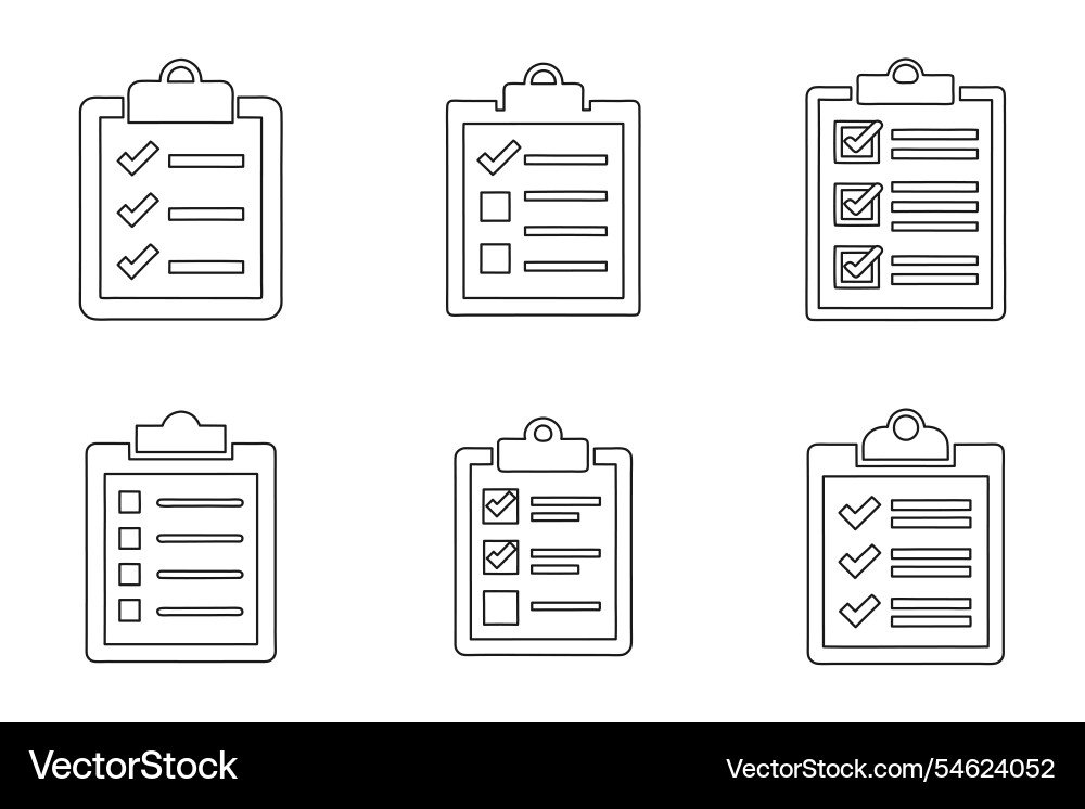 Checklist and clipboard task icon set Checklist and clipboard task icon set Vector Image