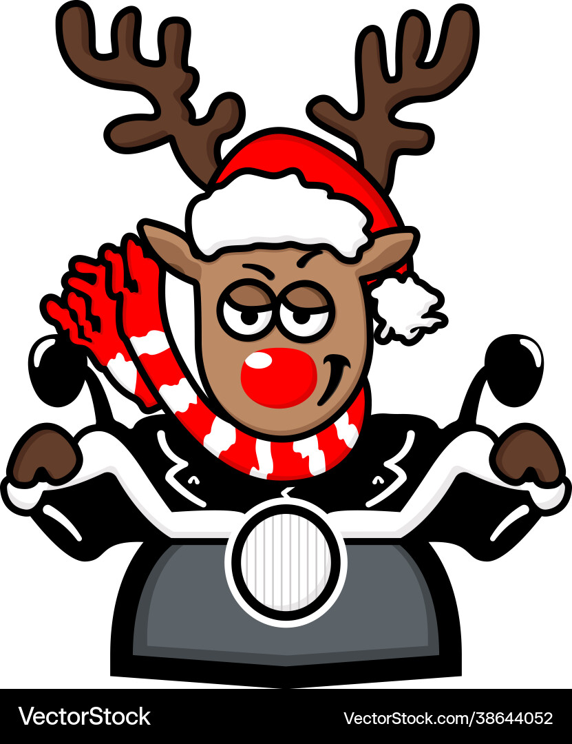Christmas deer on a motorcycle with scarf Christmas deer on a motorcycle with scarf vector image