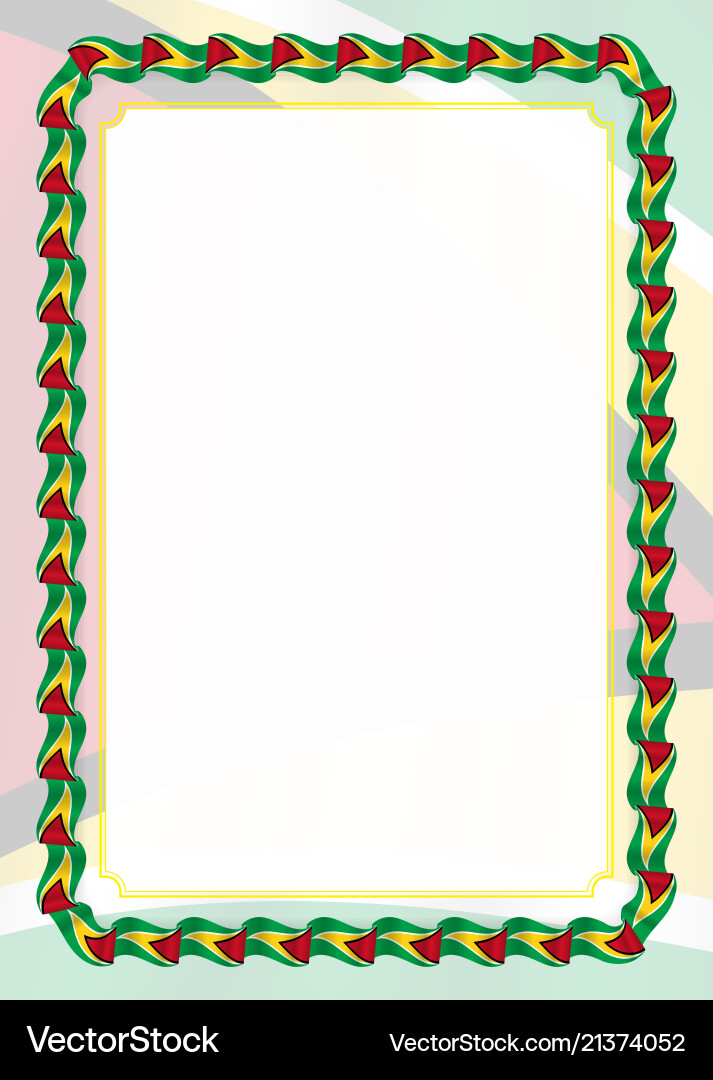 Frame and border of ribbon with guyana flag Vector Image