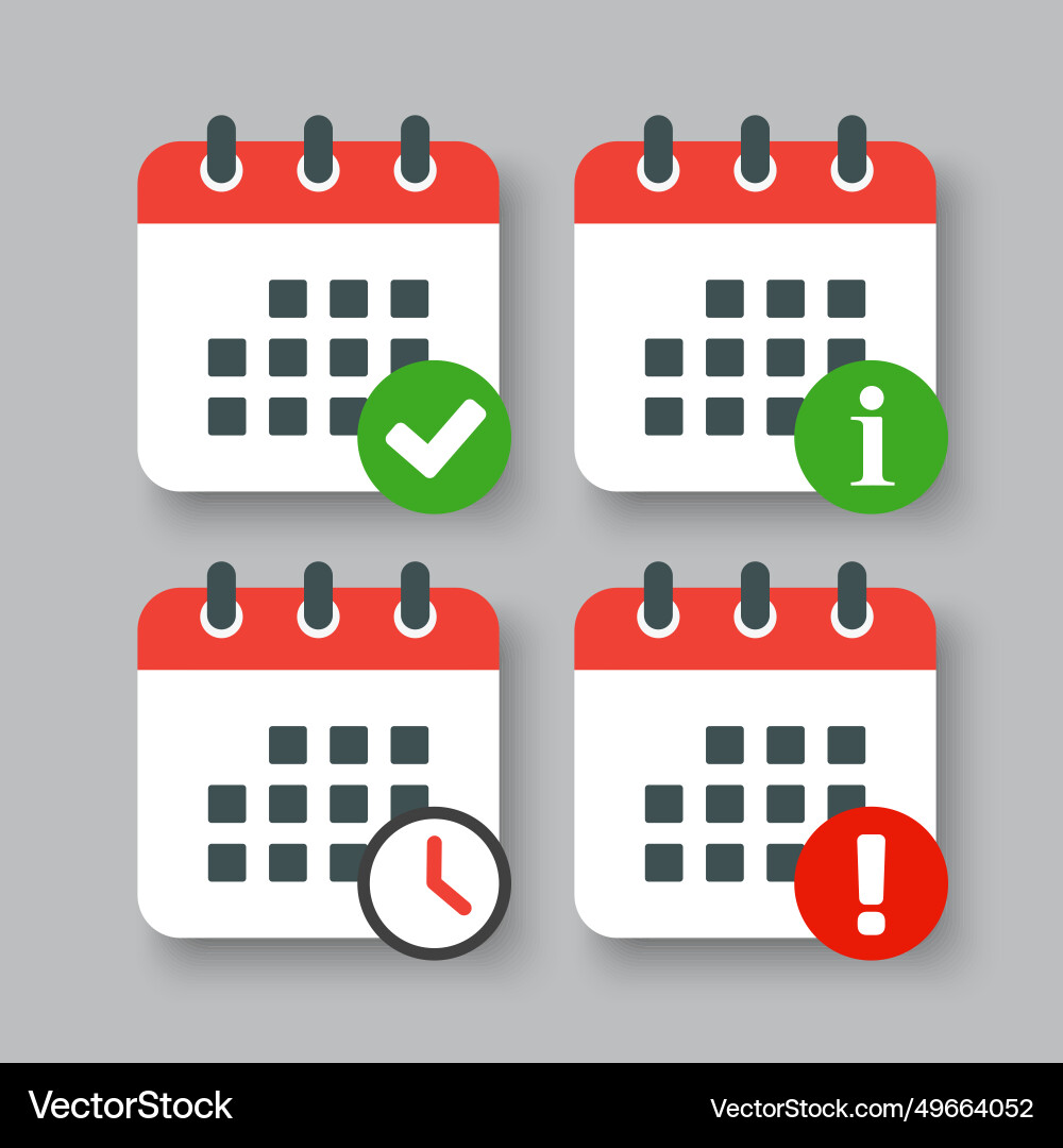 Icon calendar - message check info error clock Icon calendar - message check info error clock vector image